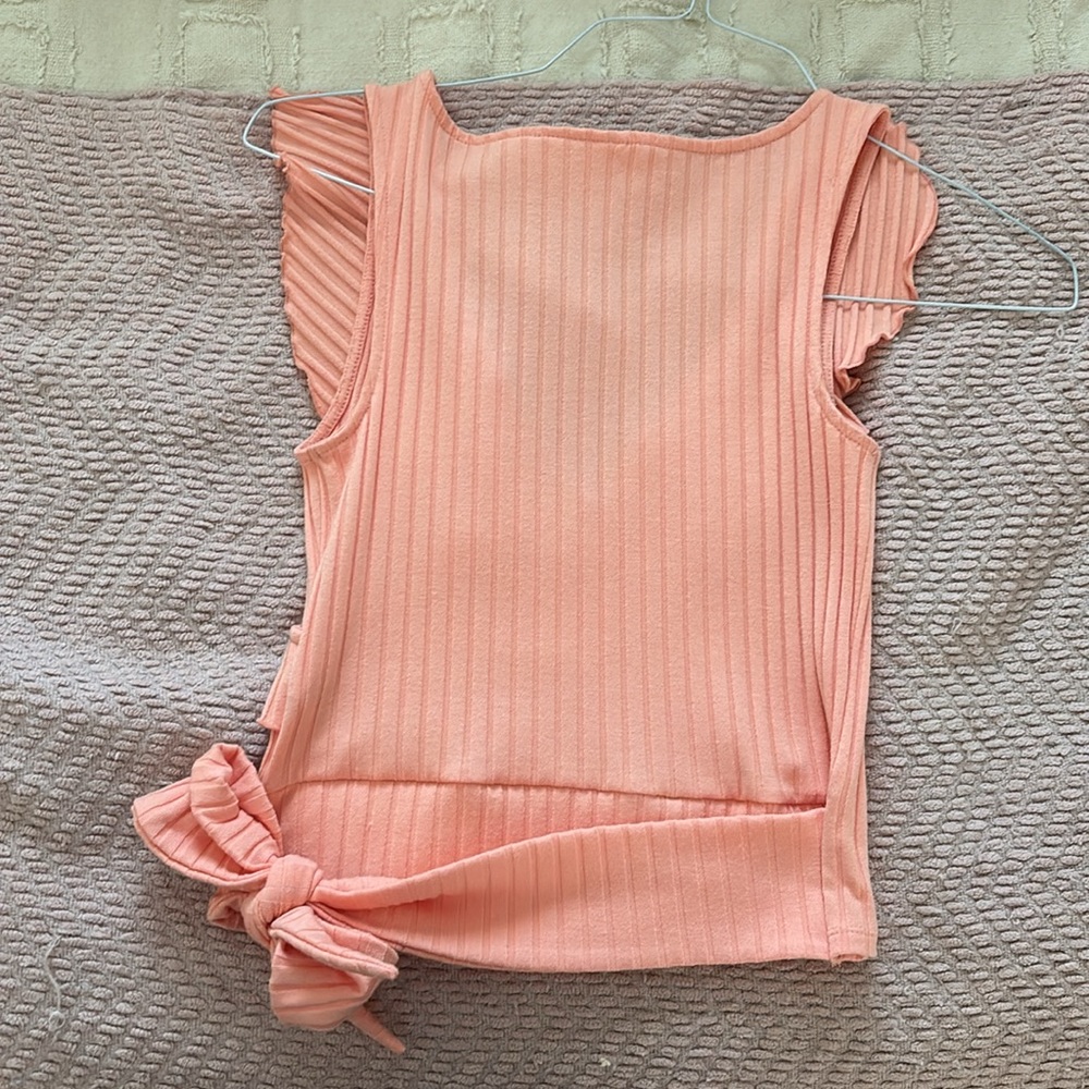 BP Ribbed Ruffle Tie Hem Top - Picture 3 of 4